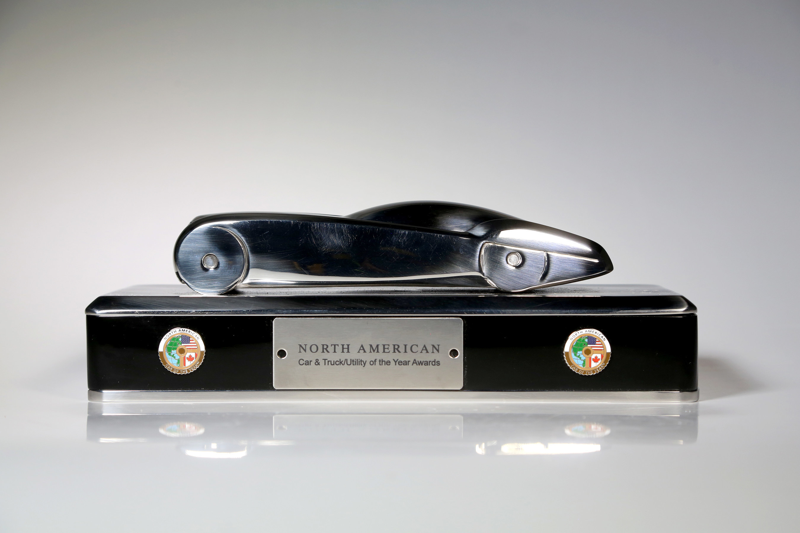 The North American Car of the Year trophy was created by retired General Motors design chief Ed Welburn.Credit: Eric Seals/North American Car of the Year