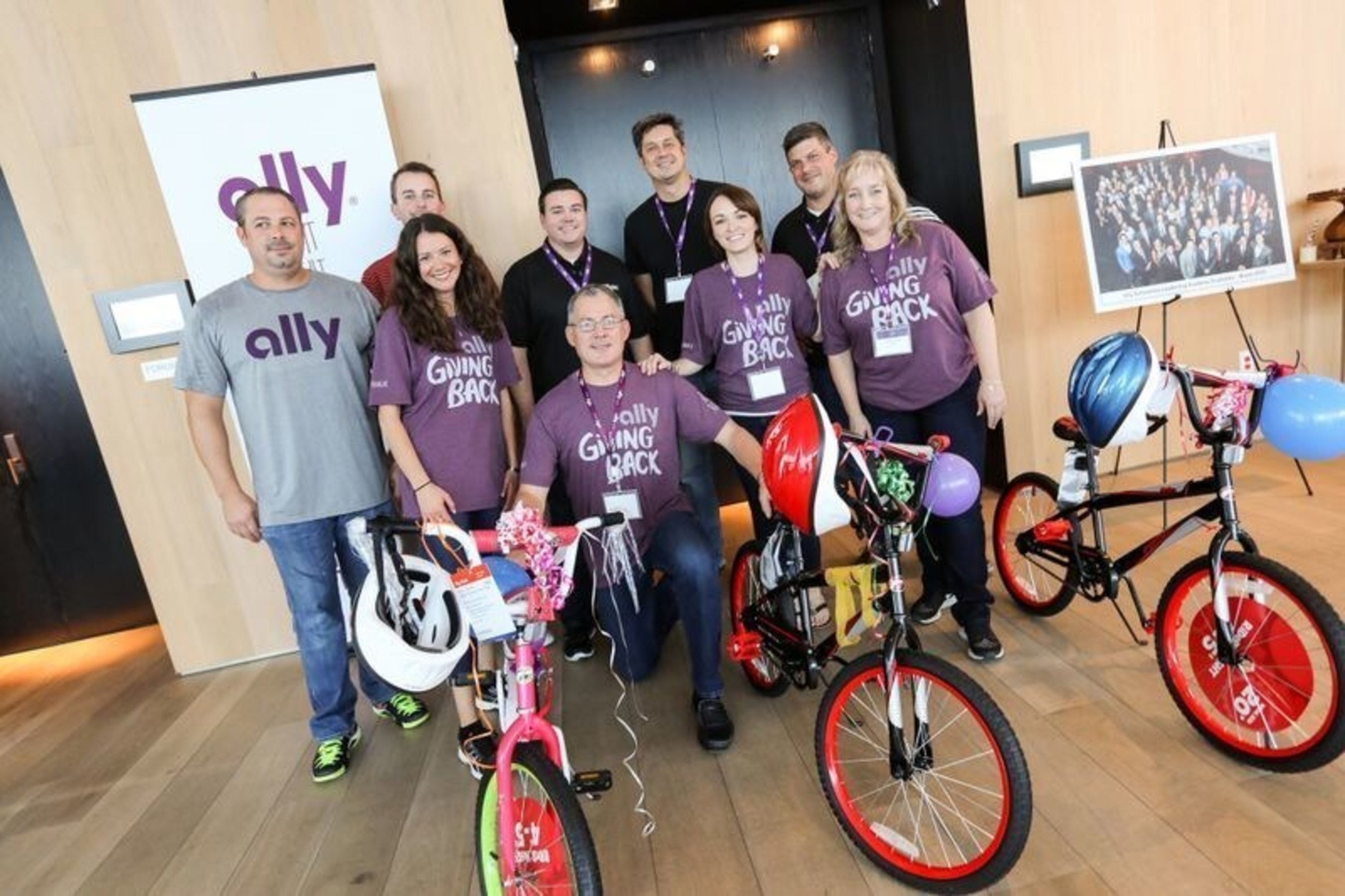 Ally team members and auto dealers assembled bikes for kids in Miami.