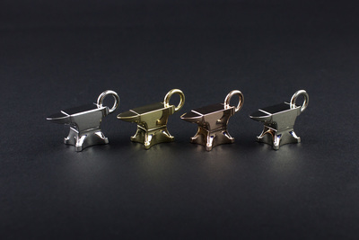 Anvil Pendant by Gotham Smith in Shapeways new precious metals: Platinum, 18k Gold, Rose Gold, and White Gold