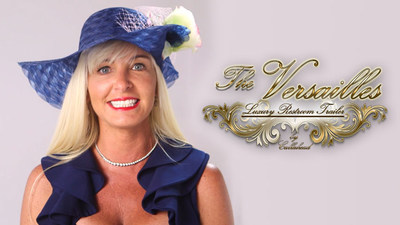 Kimberly Howard inside "The Versailles" Luxury Restroom Trailer