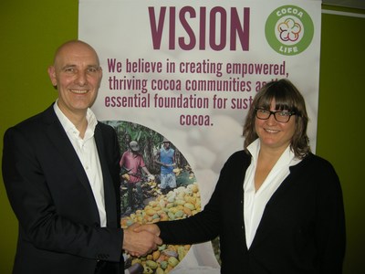 Mondelez International's Cocoa Life is partnering with FLOCERT, the socially focused global certification body, to verify its cocoa supply chain. Rudiger Meyer, CEO of FLOCERT and Cathy Pieters, Cocoa Life Program Director announced the partnership on Feb. 3.