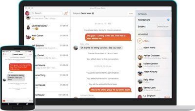 Jive Chime enables coworkers to seamlessly start and receive 1-1 and group conversations from any device and quickly find and access the people they need anytime, anywhere.
