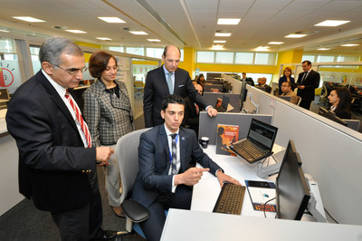 IBM today expanded its presence in the Middle East and Africa by opening the IBM Digital Sales Center in Cairo, Egypt, on February 4, 2015. The center, which represents a $3 million investment by IBM, will have a specialized IT sales force that works with IBM clients in 70 countries using digital and social platforms. Pictured, from left: Bruno Di Leo, Senior VP, Sales & Distribution, IBM; Dr Noha Adly, First Deputy to the Minister of ICT and Hussein El Gueretly, CEO, ITIDA. (Photo Credit: IBM)