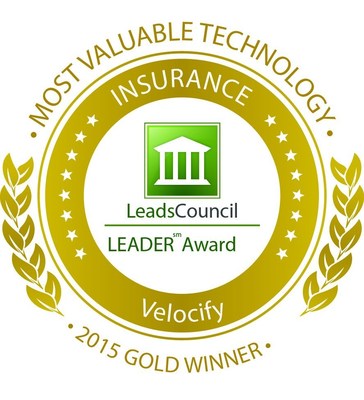 Velocify Recognized Most Valuable Technology by the 2015 LeadsCouncil LEADER Awards in the Insurance and Mortgage categories.