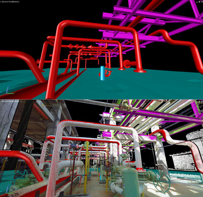 kubit's PointSense Plant software used to extract piping and structural models in AutoCAD from point cloud data of a petrochemical facility scanned using the FARO Focus 3D.