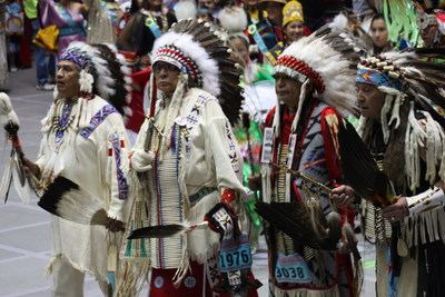 The Gathering of Nations, the world's largest gathering of Native American and indigenous people, takes place in Albuquerque, N.M. between April 23 and 25, 2015.  During the "Grand Entry," thousands of Native American dancers simultaneously enter WisePies Arena aka The Pit dressed in colorful regalia to the sounds of beating drums.