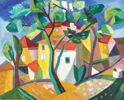 From the Oprah Winfrey Collections, an Albert Bertalan painting, "Cubist House". To be sold at Leslie Hindman Auctioneers on April 25, 2015 as a part of the Property from the Oprah Winfrey Collections auction to be conducted by the Chicago based auction house.
