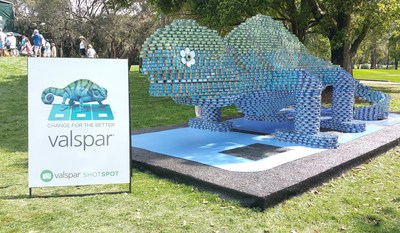 Onsite at the Valspar Championship, 6,600 cans of tuna became the building blocks for a mammoth sculpture depicting Valspar's chameleon mascot. Four members of Canstruction(R), a unique global charity whose mission is to feed and inspire the world one can at a time, built the chameleon on course for golf fans to enjoy. With the tournament conclusion on Sunday, Valspar will donate the cans of tuna to Feeding America Tampa Bay on Monday, March 16. While Valspar is best known for its interior and exterior...