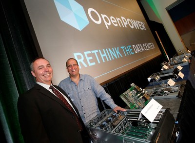 In San Jose, California, at the inaugural OpenPOWER Summit, Gordon MacKean, Chairman, OpenPOWER Foundation (left), and Brad McCredie, President, OpenPOWER Foundation (right), unveil a rapidly expanding hardware ecosystem with more than 10 new OpenPOWER community-developed solutions. The OpenPOWER Foundation is a collaboration of technologists encouraging the adoption of an open server architecture for computer data centers and has grown to more than 110 businesses, organizations and individuals across 22 countries. To learn more visit: www.OpenPOWERFoundation.org.