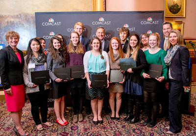 Vermont students receiving Comcast Leaders and Achievers scholarships with Governor Shumlin at Vermont State House March, 18, 2015
