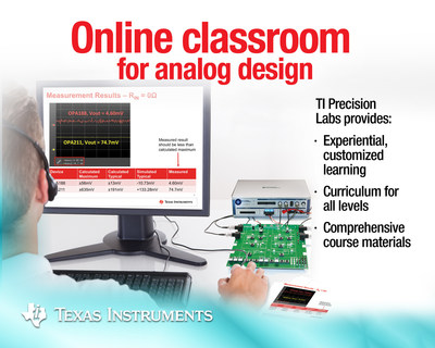 Texas Instruments (TI) today unveiled TI Precision Labs, the electronics industry's first comprehensive online classroom for analog engineers. The on-demand courses pair theory and applied lab exercises to deepen the technical expertise of experienced engineers and accelerate the development of those early in their careers. Find more information at www.ti.com/precisionlabs-pr.