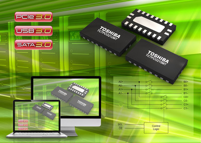 Toshiba's new single-lane, two differential channel SPDT bus switch ICs support PCI Express (PCIe) Gen3 (8Gbps) and achieve wide bandwidth characteristics of 11.5GHz at -3dB.