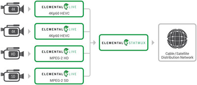 Software solutions from Elemental support MPEG-2, H.264 and HEVC and include statistical multiplexing with the ability to mix resolutions and codecs.