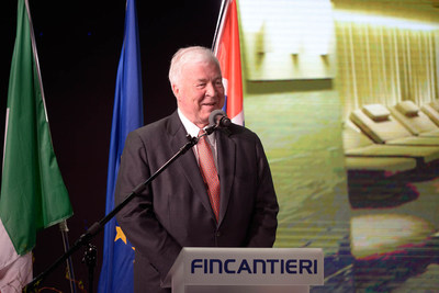 Torstein Hagen, chairman of Viking Cruises, at the delivery ceremony of the company's first ocean ship, Viking Star. The ship was presented on March 28 at Fincantieri's Marghera shipyard outside of Venice, Italy. On April 11, Viking Star will set sail from Istanbul through the Mediterranean and into the Atlantic on her way to be officially christened on May 17 in Bergen, Norway.