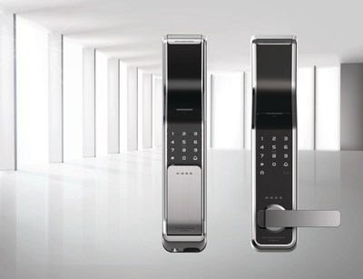 KEES, an iris recognition door lock powered by Iris on the Move (IOM) technology from SRI International.