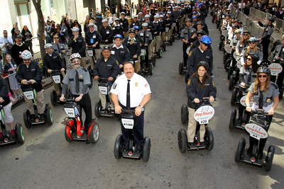 Kevin James, star of "Paul Blart: Mall Cop 2," joins security guards to successfully set two GUINNESS WORLD RECORDS(TM) titles on Segways.