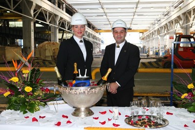 In a special nod to the line's departing original fleet, joining the Seabourn Encore steel cutting ceremony today were Egita Rasuma and Sergio Monteiro, two crew members from Seabourn Legend, the last of the three original Seabourn ships currently on its final voyage under the Seabourn banner. Their presence signified the closing of a chapter in the line's history, while marking the start of a new era with the beginning of the construction of Seabourn Encore.