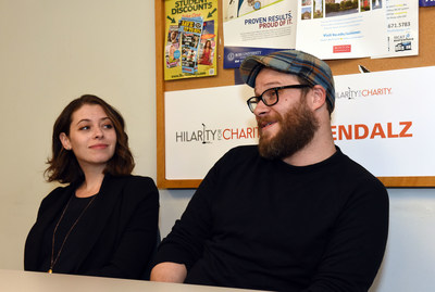 Lauren Miller Rogen and husband Seth Rogen share their Alzheimer's story with media during the Hilarity for Charity U event at the University of Vermont in Burlington, Vt. on Saturday, April 25, 2015. UVM's Pi Kappa Alpha fraternity and Alpha Chi Omega sorority this year raised more than $30,000.00 for Hilarity for Charity U, benefiting the Alzheimer's Association. (ALISON REDLICH/AP Images for Hilarity For Charity U)