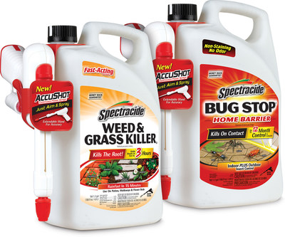 Spectracide Weed & Grass Killer AccuShot Sprayer and Spectracide Bug Stop Home Barrier AccuShot Sprayer.