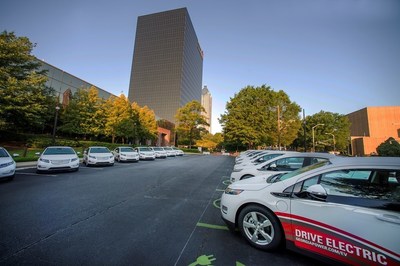 Georgia Power rolls out new fleet of EVs, pictured here in front of its Atlanta headquarters.