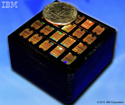 IBM announces a significant milestone in the development of silicon photonics technology, which enables silicon chips to use pulses of light instead of electrical signals over wires to move data at rapid speeds and longer distances in future computing systems. For the first time, IBM engineers have designed and tested a fully integrated wavelength multiplexed silicon photonics chip, which will soon enable manufacturing of 100 Gb/s optical transceivers. This will allow datacenters to offer greater data rates and bandwidth for cloud computing and Big Data applications. Pictured are several hundred chips diced from wafers fabricated with IBM's silicon photonics technology.