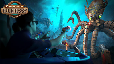 Now open, Voyage to the Iron Reef is a spectacular new interactive 4-D ride for the entire family.  Riders aim their freeze rays at the Kraken Queen's army of menacing sea creatures and compete against each other to blast the highest score and save Knott's from a watery doom. #KnottsIronReef