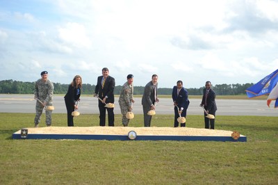 Leaders from Georgia Power, the Georgia Public Service Commission, the U.S. Army, the U.S. Army Office of Energy Initiatives and the General Services Administration break ground on the Georgia 3x30 solar project at Fort Stewart near Savannah, Ga.
