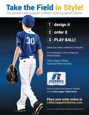 Little League(R) and Russell Athletic(R) today launched LittleLeagueUniforms.com - a website that will allow coaches, league administrators, and parents to order Little League-sanctioned team uniforms in three easy steps. Design it, order it and play ball!