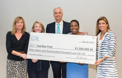 L to R: Marybeth Leamer (Cox Enterprises EVP and Families First Board Member), Nancy Rigby (Cox Foundations VP), Jim Mills (Families First Board Chair), Kim Anderson (Families First CEO), Julie Salisbury (Families First Chair-Elect)