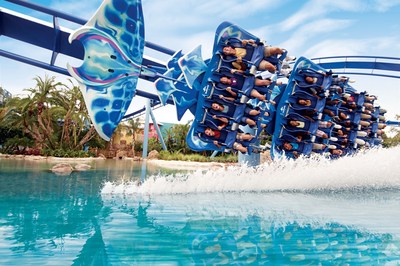 Visitors enjoy a spin on the Manta(R) flying roller coaster at SeaWorld(R) Orlando. Guests who book a stay at Renaissance Orlando at SeaWorld(R), SpringHill Suites Orlando at SeaWorld(R), Fairfield Inn & Suites Orlando at SeaWorld(R) and Residence Inn Orlando at SeaWorld(R) will enjoy free transportation to SeaWorld(R) in addition to discounts and other exclusive perks. During June and July, the theme park will extend its hours so visitors have more time to enjoy shows, rides and exhibits.