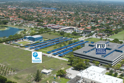 Artist's conceptual rendering of the 1.6-megawatt solar installation FPL plans to install at Florida International University in 2015. The solar-powered parking canopies will also create about 600 shaded parking spaces in the parking lot of FIU's Engineering Center.