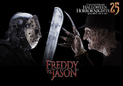 Two of the most feared icons in horror film history, A Nightmare on Elm Street's Freddy Krueger(TM) and Friday the 13th's Jason Voorhees(TM), will be unleashed at Universal Orlando's Halloween Horror Nights 25 in a terrifying new haunted house. This fall, guests can visit Universal Orlando's theme parks by day and become victims of their own horror film by night at Halloween Horror Nights 25. For more information, visit www.HalloweenHorrorNights.com/Orlando."