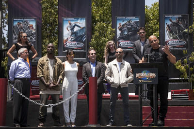 Vin Diesel, Michelle Rodriguez, Tyrese Gibson and Jason Statham attended today's red carpet premiere of Universal Studios Hollywood's  all-new thrill ride, "Fast & Furious-Supercharged", and were among the first to experience the attraction, which debuts as the grand finale to the world famous Studio Tour.