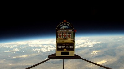 Unedited Screengrab of Soboba Casino's "Icarus," the first slot machine in space!