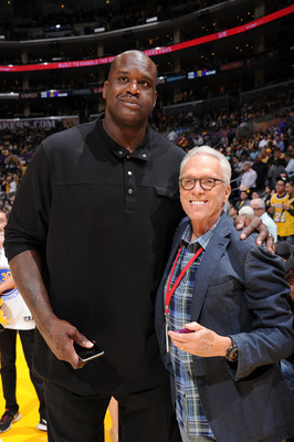Former NBA Player Shaquille O'Neal with PodcastOne Chairman and CEO Norm Pattiz