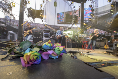 FTD, a leading online retailer of flowers and gifts, celebrated the 50th anniversary of the Grateful Dead by sharing Tie-Dyed Roses with concert goers at the Fare Thee Well concerts. The colorful roses also served as decor, adorning the stage and backstage area during the opening night concert at Soldier Field on Friday, July 3, 2015 in Chicago.