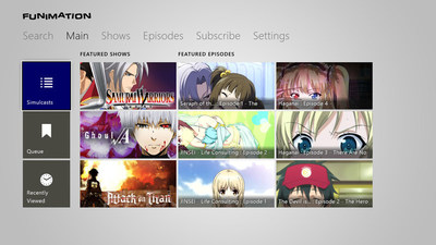 Screenshot - FUNimation Xbox One App - Main Screen