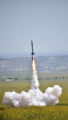 The 25-foot-tall "Future" rocket blasts off at the United Launch Alliance and Ball Aerospace & Technologies Corp. Student Rocket Launch. The program offers hands-on science, technology, engineering and math (STEM) education opportunities for students from kindergarten through graduate school.
