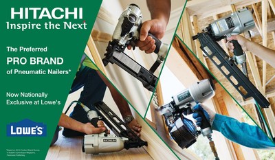Lowe's now offers the broadest selection of Hitachi power tools, with a lineup of tools the pros prefer most. The industry leading line of professional grade Hitachi pneumatic nailers and fasteners are now exclusively at Lowe's stores nationwide and online at Lowes.com.