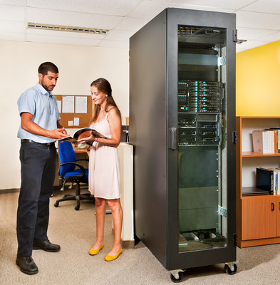 AcoustiRACK(TM) Active - A Silent Server Room in your open spaceTimes Square caption: Silentium won the QUIET MARK award, the Int'l Eco-Award for excellence in quietest product design