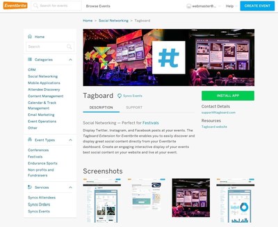 Tagboard and Eventbrite partner to simplify social integrations for events www.Tagboard.com.