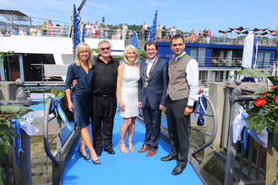 AmaWaterways executives join AmaSerena's Godmother, Mayor Florian Gams of Vilshofen, and 2nd County Commissioner, Rainmund Kneidinger at the ship's christening.