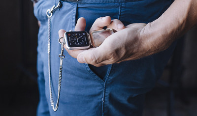 Timeless meets tech with Bucardo's pocket watch accessory for the Apple Watch.