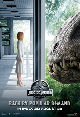 Universal Pictures And Amblin Entertainment's Jurassic World Returns To Domestic IMAX(R) 3D Theatres For One Week Starting Aug. 28