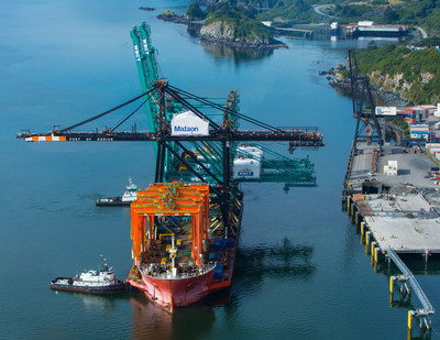 Matson's new crane arriving at Kodiak.