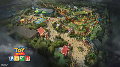 The reimagining of Disney's Hollywood Studios will take guests to infinity and beyond, allowing them to step into the worlds of their favorite films, starting with Toy Story Land. This new 11-acre land will transport guests into Andy's backyard. Guests will think they've been shrunk to the size of Woody and Buzz as they are surrounded by oversized toys that Andy has assembled. Using toys like building blocks, plastic buckets, and game board pieces, Andy has designed the perfect setting for this land, which will include two new attractions for any Disney park and one expanded favorite. (Disney Parks)