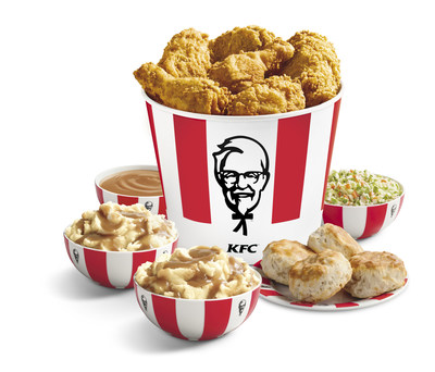KFC introduces the $20 Family Fill Up(TM) - eight pieces of the Colonel's Original Recipe(R) chicken, two large orders of mashed potatoes and gravy, one large coleslaw, and four biscuits.