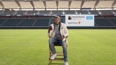 Domino's newest TV campaign, which begins today, features a number of celebrities and their favorite ways to order from Domino's, using AnyWare technology. NFL football player Richard Sherman is featured in the commercial, which showcases his love for ordering Domino's via Twitter.