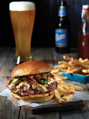 Applebee's Blazin' Texan All-In Burger includes beef brisket, jalapenos and white cheddar cheese.