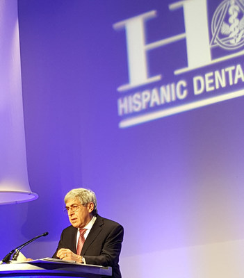 Stanley M. Bergman, Chairman of the Board and Chief Executive Officer of Henry Schein, Inc., accepts the "Corporate Award" presented to Henry Schein by the Hispanic Dental Association at its 25th Annual Conference held last week in San Antonio, Texas.